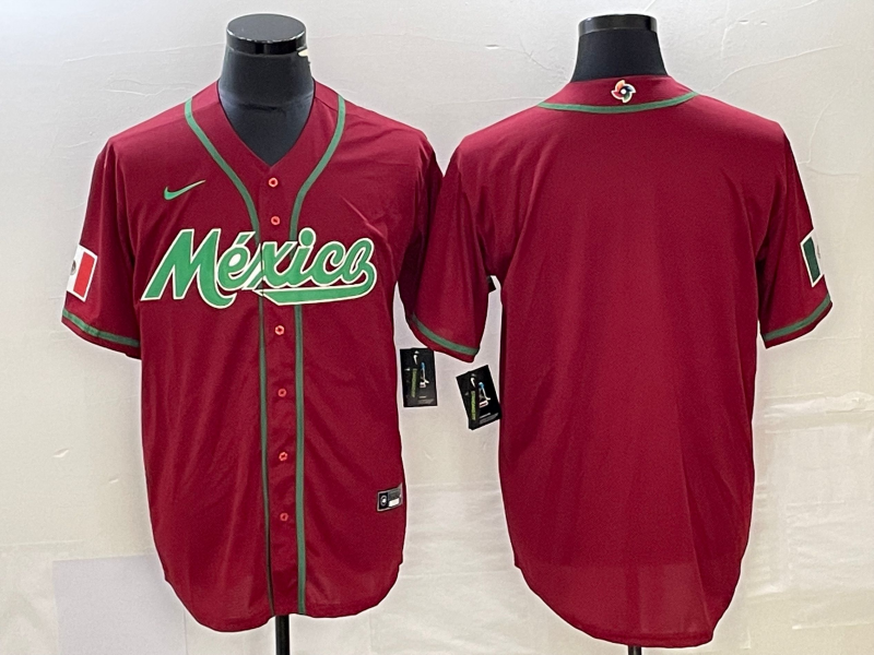 Men's Mexico Baseball Blank Red 2023 World Baseball Classic Stitched Jersey